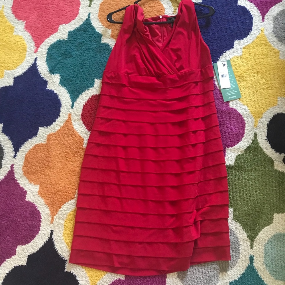 American Living dress red 16 layered work formal